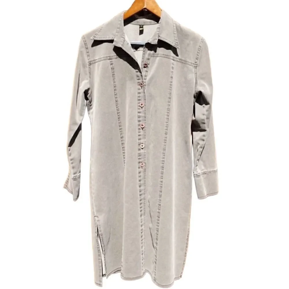 J.Crew Chambaray Long Sleeve Button Down Dress Denim Green Size 1
